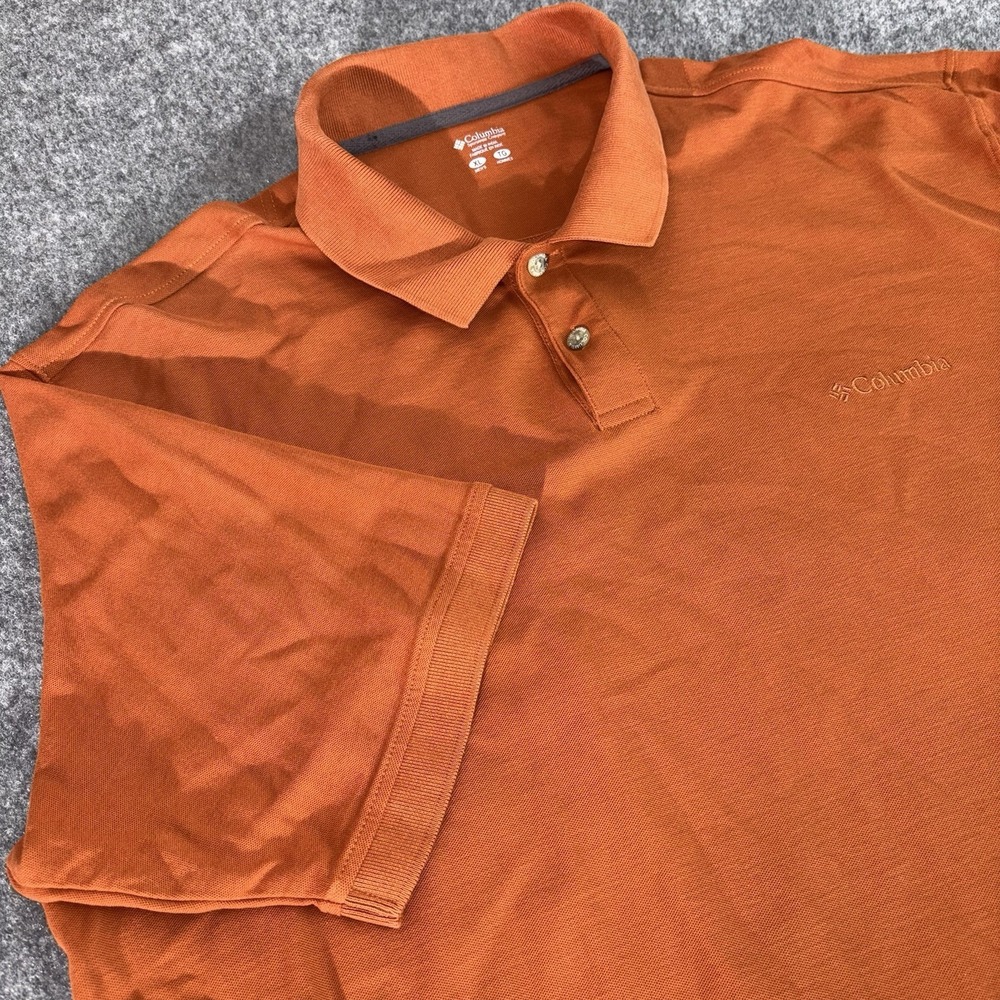 Columbia Shirt Men's XL Orange Polo Shirt Short Sleeve Casual Outdoor Golf